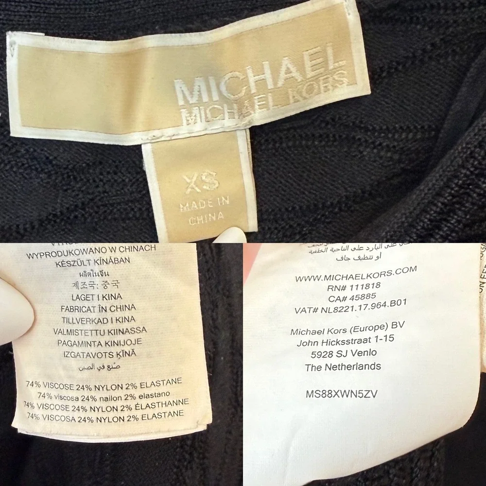 Michael Kors Stretch-Viscose Off-the-Shoulder Dress Black‎ Bodycon Textured XS